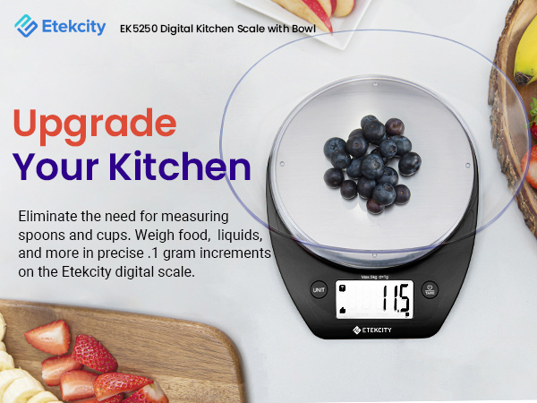 The scale has stainless steel platform, 0.1g increment, and a big bowl.