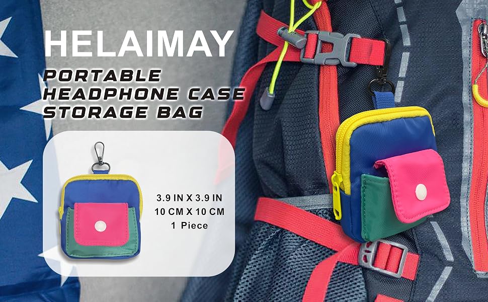 Color Block Headphone Case with Carabiner
