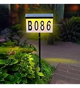 Solar Address Sign, House Numbers for Outside Light Up, 2 Colors Waterproof Led Illuminated House...