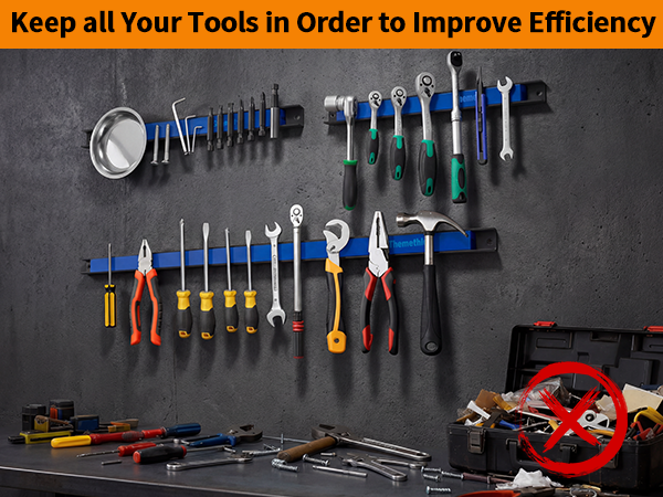 Magnetic Tool Holder Rack Set Magnet Tool Strip Workshop Garage Organization Bar