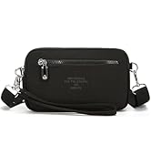 JANKS Small Crossbody Bags for Women Wristlet Wallets Nylon Shoulder Bag with 4 Zipper Carry All ...