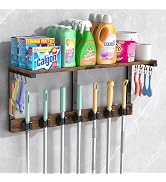 Housolution Broom and Mop Holder Wall Mount, Laundry Room Organization with Storage Shelf, 7 Slot...