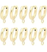 BEEFLYING 10pcs 201 Stainless Steel Huggie Earring Hoops 18 Gauge Real 24K Gold Plated Earring Ho...