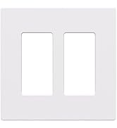 AIDA Screwless Decorator Wall Plates, Mid-Size 2-Gang 4.88" x 4.88", White Outlet Cover Plate, fo...