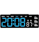 JENLYSTIME 8 Inch LED Digital Desk Clock with Medication Reminders – Large Display with Time, Dat...