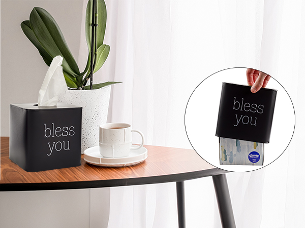 Enamelware Square Tissue Box Cover (Black) Auldhome B0BLP5SZ28