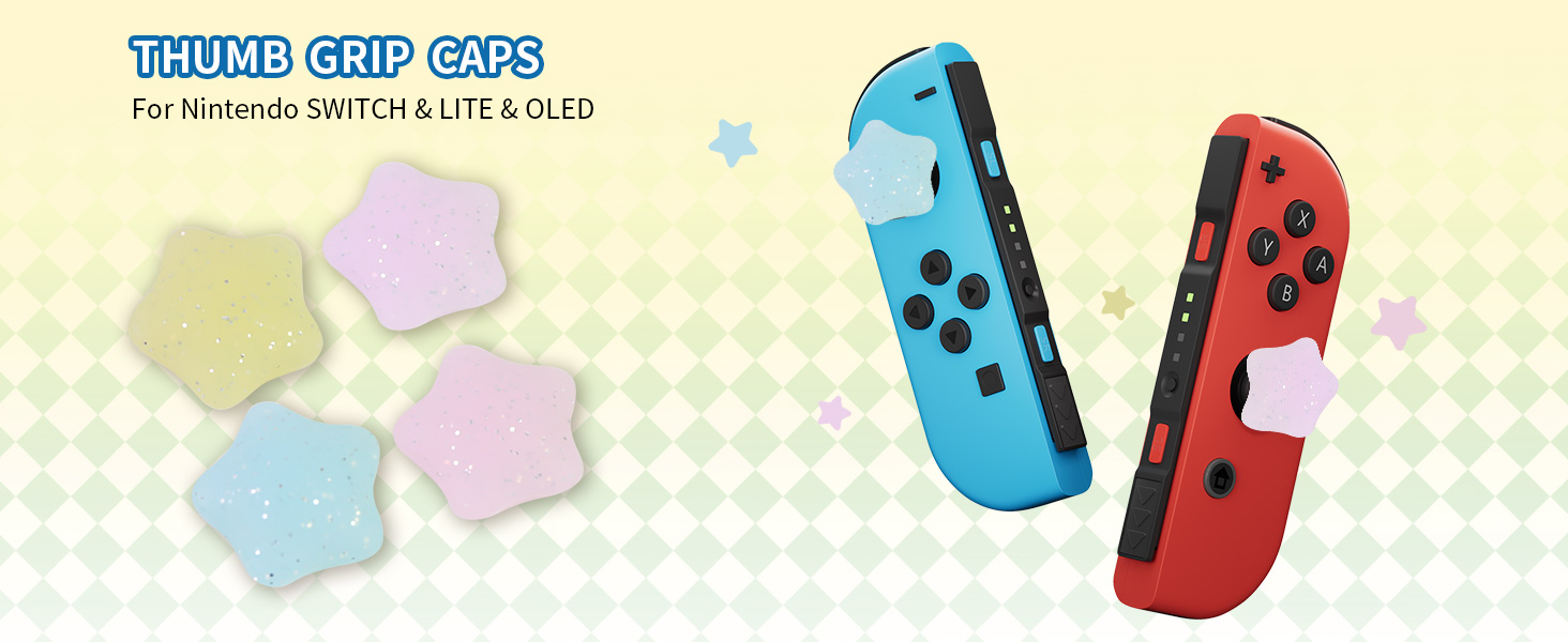 Cute Switch Joycon Thumb Grips Caps, Kawaii 3D Thumbstick Button Joystick Cover