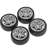 Kryoflare 4Pcs Black Rubber Tires, 48mm Simulation Wheel Set for RC Models, DIY Remote Control Ve...