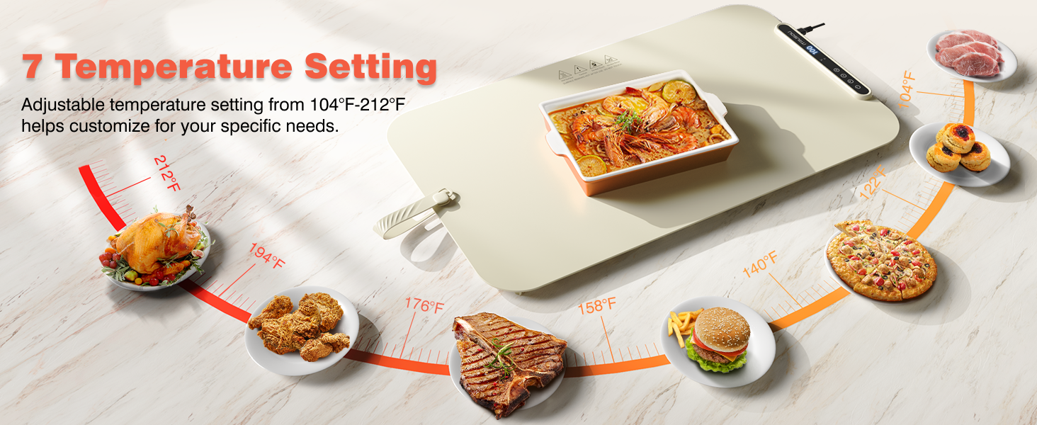 iTRUSOU Silicone Warming Mat for Food with 7 Level Temp