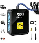 Portable Car Tire Inflator Air Compressor, 120PSI Electric Air Pump with Digital Pressure Gauge, ...