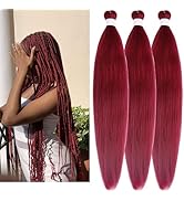 Dark Red Braiding Hair Pre stretched Ez Braid Knotless Fulani Braiding Hair