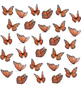 YGbridge Monarch Butterfly Decorations, 50 Pcs Orange Artificial Magnetic Butterflies Realistic B...