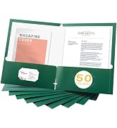 Zzrywuty File Folders with Pockets Letter Size, 50-Pack Paper Folders with Card Slot, Two Pocket ...