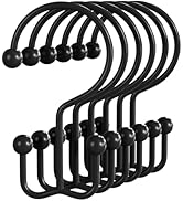 Bathway Shower Curtain Hooks Matte Black Shower Curtain Rings, 12 Pcs Double Hook Shower Curtain ...