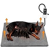 BECEMURU Pet Heating Pad for Dogs & Cats, 36"x24" Waterproof Heated Bed with 6-Temp & Timer, Chew...