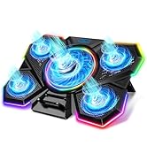 Laptop Cooling Pad, Gaming Laptop Cooler with 5 Quiet Fans and LED Lights (One-Click Close), Lapt...
