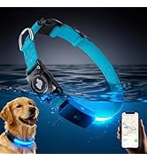 LED AirTag Dog Collar - Brightest Light Up Dog Collars - IP68 Waterproof Air Tag Dog Collar Holde...