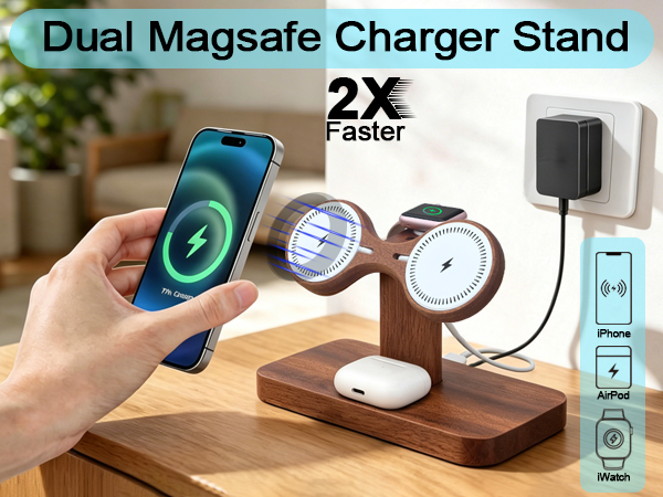 dual phone charging station dual magsafe charger stand 2 phone wireless charging station apple