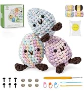 Plush Eggs Beginner Crochet Kit with Beginner Yarn for Crocheting, Amigurumi DIY Egg Fillers with...