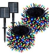 Solar String Lights Outdoor Waterproof 2 Pack Total 66ft 200LED 8 Modes Twinkle Lights Solar Fair...