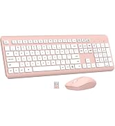 Wireless Keyboard and Mouse Combo, Full-Size Silent Ergonomic Keyboard and Optical Mouse, Long Ba...