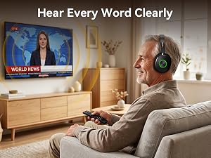 wireless tv headphones, headphones for tv watching, tv headset for seniors elderly