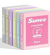 SUNEE 1 Inch Binders 3 Ring 6 Pack, Clear View Three Ring Binders PVC-Free (Fit 8.5x11 Inches) fo...