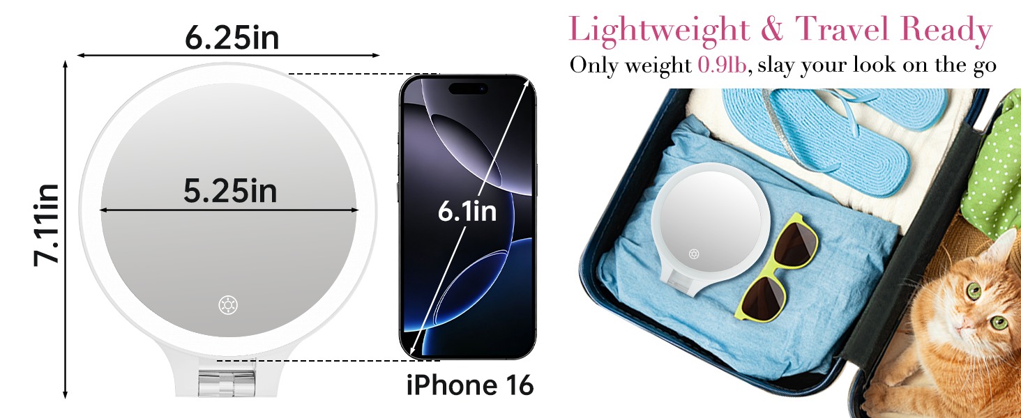 lighteweight and travel ready,travel makeup mirror