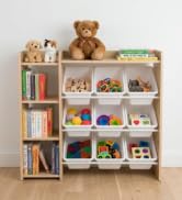 Humble Crew Toy Storage Organizer with Bookshelf, 9 Removable Storage Bins for Kids Playroom, Toy...