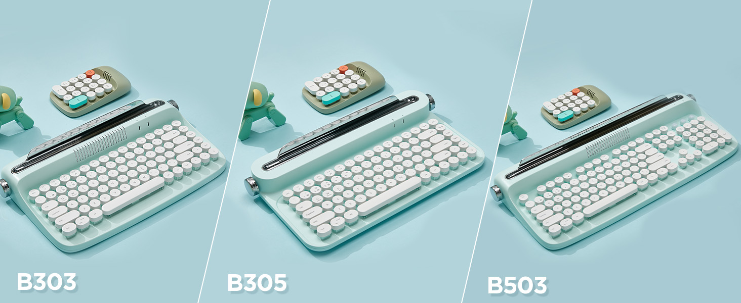 YUNZII ACTTO B305 Wireless Typewriter Keyboard, Retro Bluetooth Aesthetic Keyboard