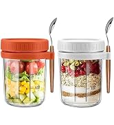 CGHWBEA Overnight Oats Container - Yogurt Oatmeal Glass Canning with Lids and Spoon, 10 oz Cereal...