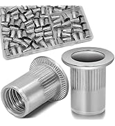 Vifmy 1/4''-20 UNC Rivet Nut, 88Pcs 304 Stainless Steel Flat Head Rivnut Threaded Insert Nutsert