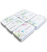 Thintinick Rectangular White Metal Empty Hinged Tins Containers with Thank You Image Pattern on t...