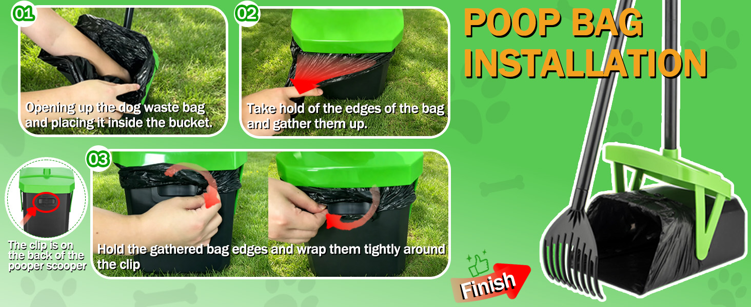 FUSBUNTY Dog Pooper Scooper Swivel Bin with 100 Waste Bags