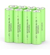 Fuspower AA Rechargeable Batteries Double A NiMH Rechargeable Batteries 600mAh for Outdoor Garden...