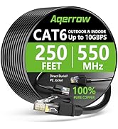 Aqerrow Cat 6 Ethernet Cable 250 FT,10Gbps Ethernet Cable, High Speed UV Resistant, Direct Burial...