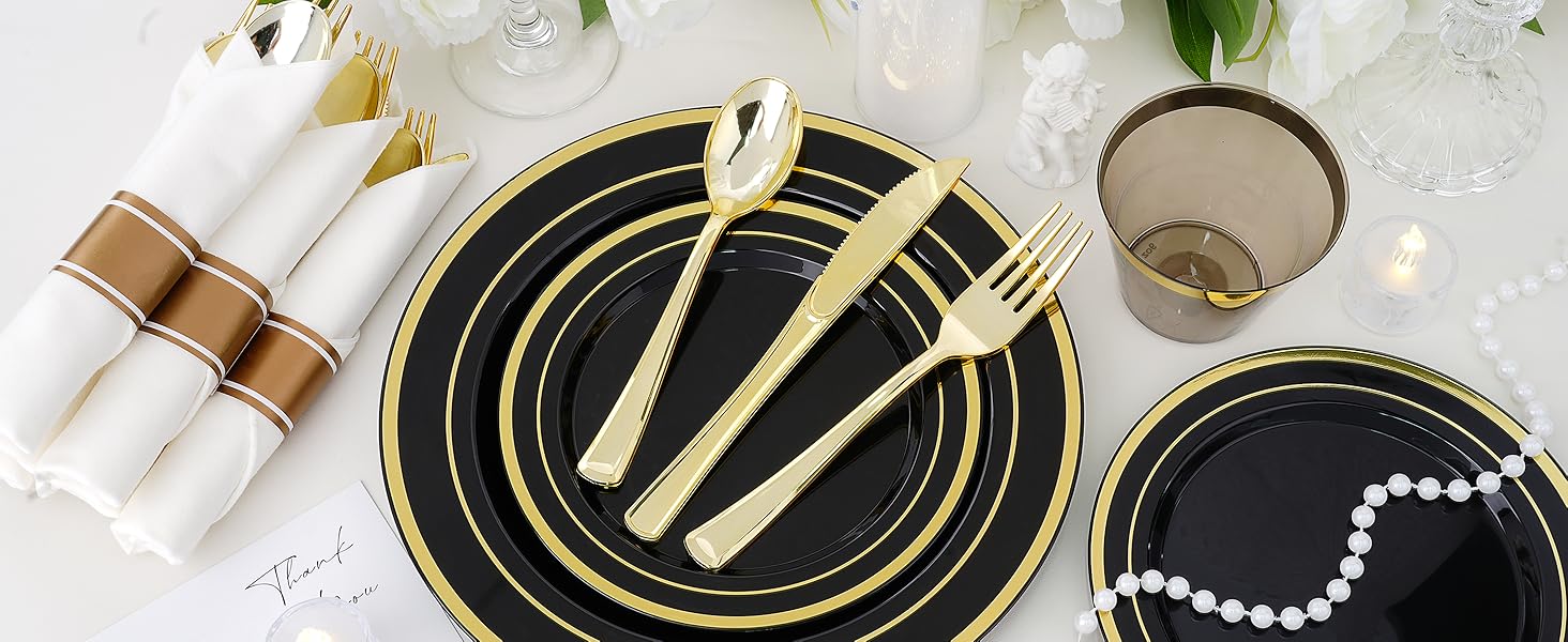 new year wedding birthday party anniversaries casual gatherings white and gold dinnerware set