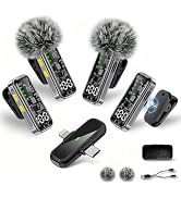 Gicorino 4 Pack Wireless Mini Lavalier Microphones for iPhone, Android iPad | Noise Reduction & L...