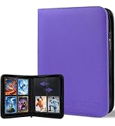 BYSTER 4 Pocket Card Binder, Premium PU Trading Card Binder with Zipper, 160 Capacity Side-Loadin...