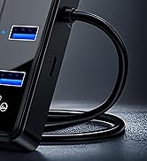 Qeefun 4-Port USB 3.0 Hub, Individual LED Power Switches, 5Gbps Data Transfer USB Splitter with 2...