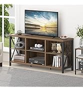 LVB Industrial Entertainment Center for 55 Inch TV, Rustic Farmhouse TV Stand with Media Console ...