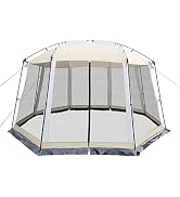 HYPER VENTURE Screen House 13x13 Feet Octagonal Mesh Canopy Camping Gazebo Shelter Tent for 8-10 ...