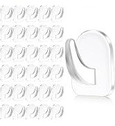 Cauaoa 20 Pcs Clear Adhesive Wall Hooks for Hanging, Small Plastic Sticky Hooks, Transparent Acry...