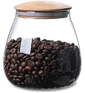 MOLADRI 800 ML/26 FL OZ Clear Cute Glass Storage Canister Holder with Airtight Bamboo Lid, Round ...