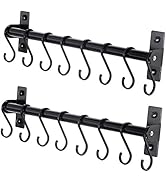 Dseap Pot Rack - Pots and Pans Hanging Rack Rail with 8 Hooks, Pot Hangers for Kitchen, Wall Moun...