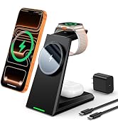 3 in 1 Magnetic Wireless Charging Station - 15W Fast Charging for iPhone 17/16/15/14/13/12, Compa...