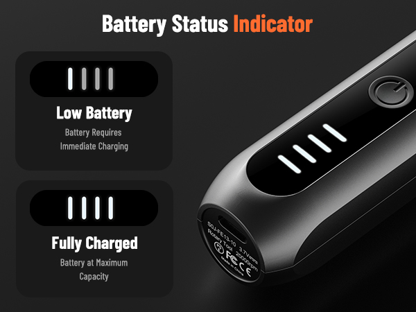 The tool has clear battery indicator, displaying power level for convenient charging status checking