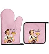 Gkodw Don’t Make Me Poison You Funny Oven Mitts and Pot Holders Sets, Funny Retro Kitchen Decor O...