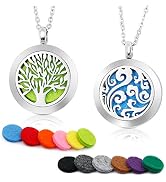 RoyAroma 2PCS Aromatherapy Essential Oil Diffuser Necklace Two Patterns Pendant Locket Jewelry,23...
