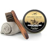 Saddle Soap for Leather Kit with Saddle Soap Brush & Cloth - 3.5oz Leather Cleaner & Conditioner ...